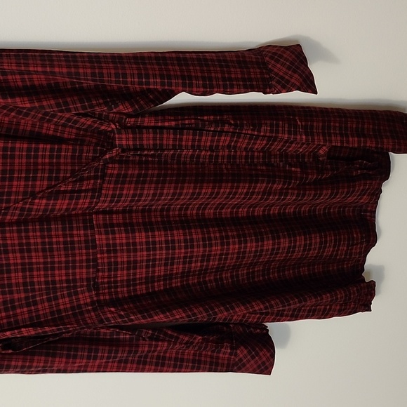 NWTs Sanctuary size 8 deep red front tie tunic dress faux wrap button sleeve - Picture 3 of 9